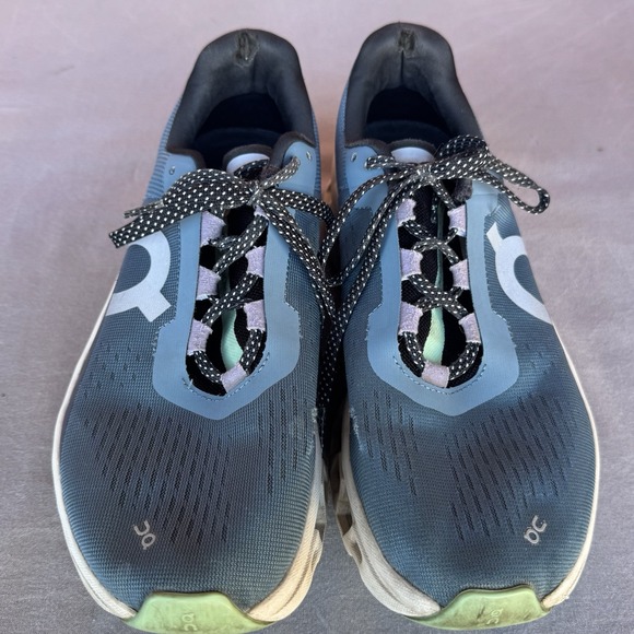 Size 9.5 - On Cloudmonster Shoes Womens Blue Green Running Sneakers Road Cushion - Picture 3 of 13